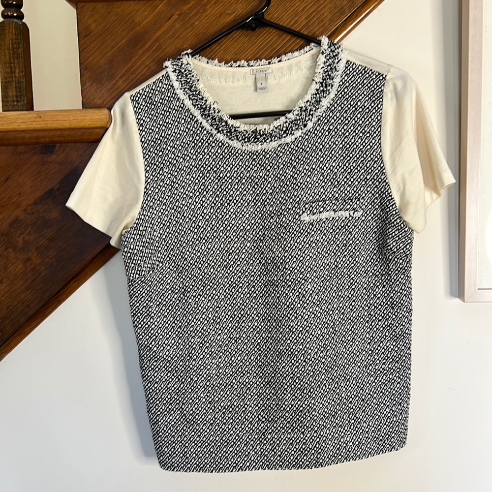J Crew Cotton Jersey Tweed Short Sleeve Top
